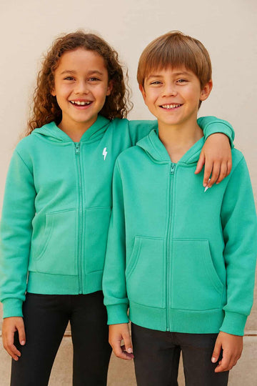 Turquoise Zipper Hoodie for Kids