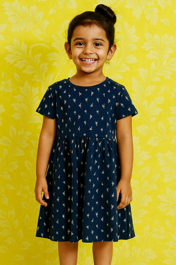 Blu Kids Girl Frock – Dark Navy Blue