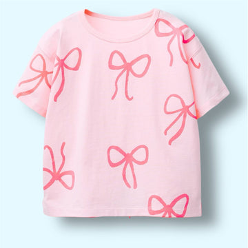 ZARA Bow Print Top – Flamingo Pink