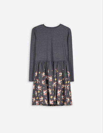 Dopo Dopo Deer Print Dress - Dark Grey