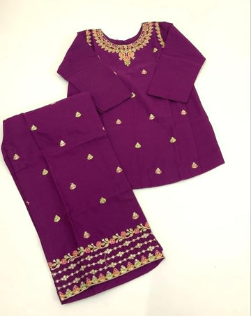 2-Piece Embroidered Violet Dress