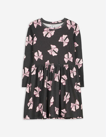 Dopo Dopo Girls Cotton Frock – Dark Grey