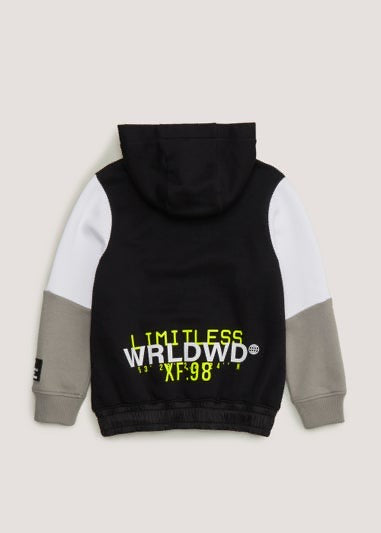 Black Hoodie with Slogan Print for Kids