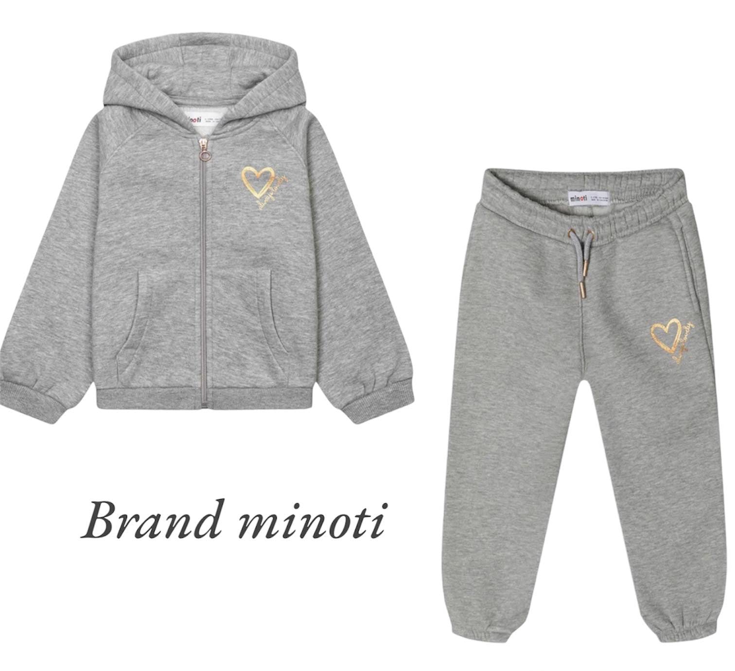 Grey Minoti Tracksuit - Rose Gold Heart Design