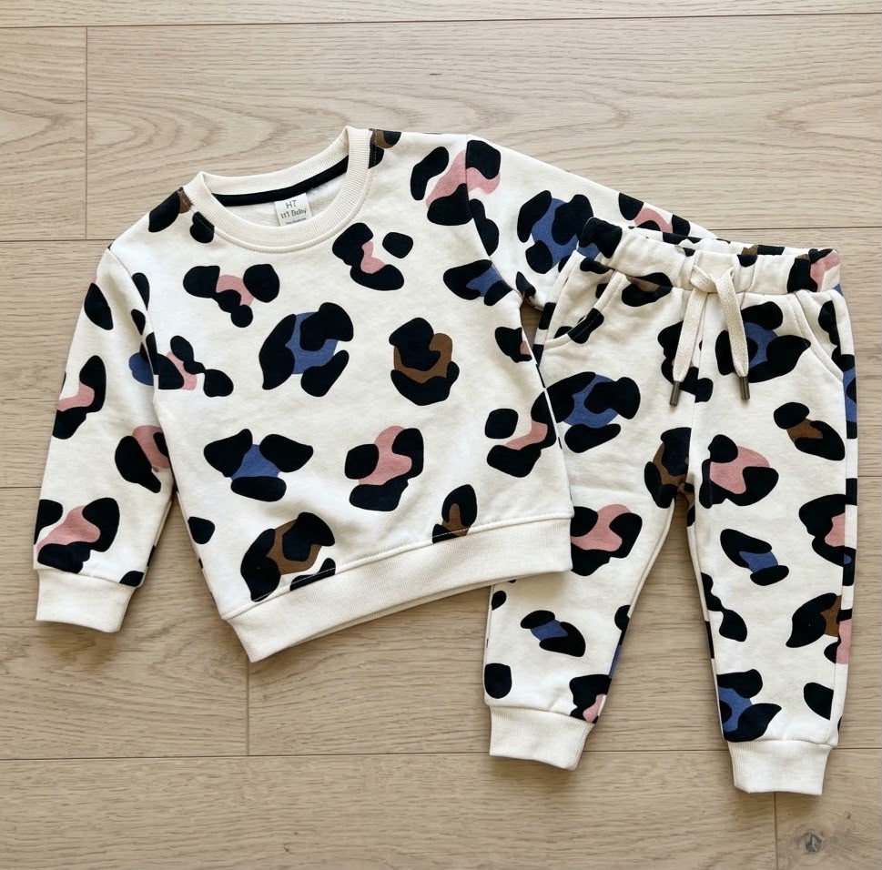Multi-Coloured Leopard Print Fleece Suit for Babies