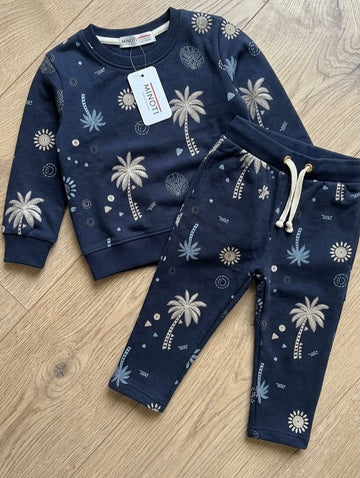 Blue Palm Tree Fleece Tracksuit for Kids