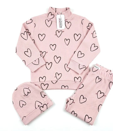 Minoti Girls 3-Piece Set – Pink Hearts