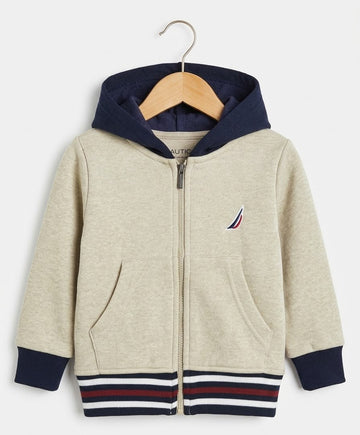 Nautica Beige Zip-Up Hoodie