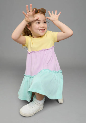 Kidsworld 3-Tier Frock – Lilac Turquoise