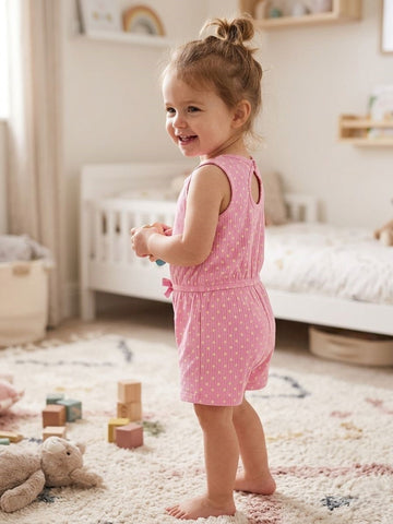 Picapino Pink Polkadot Playsuit