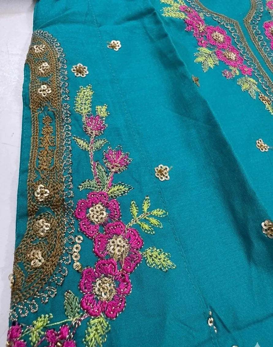 Peru Embroidered 2-Piece Dress – Turquoise Teal