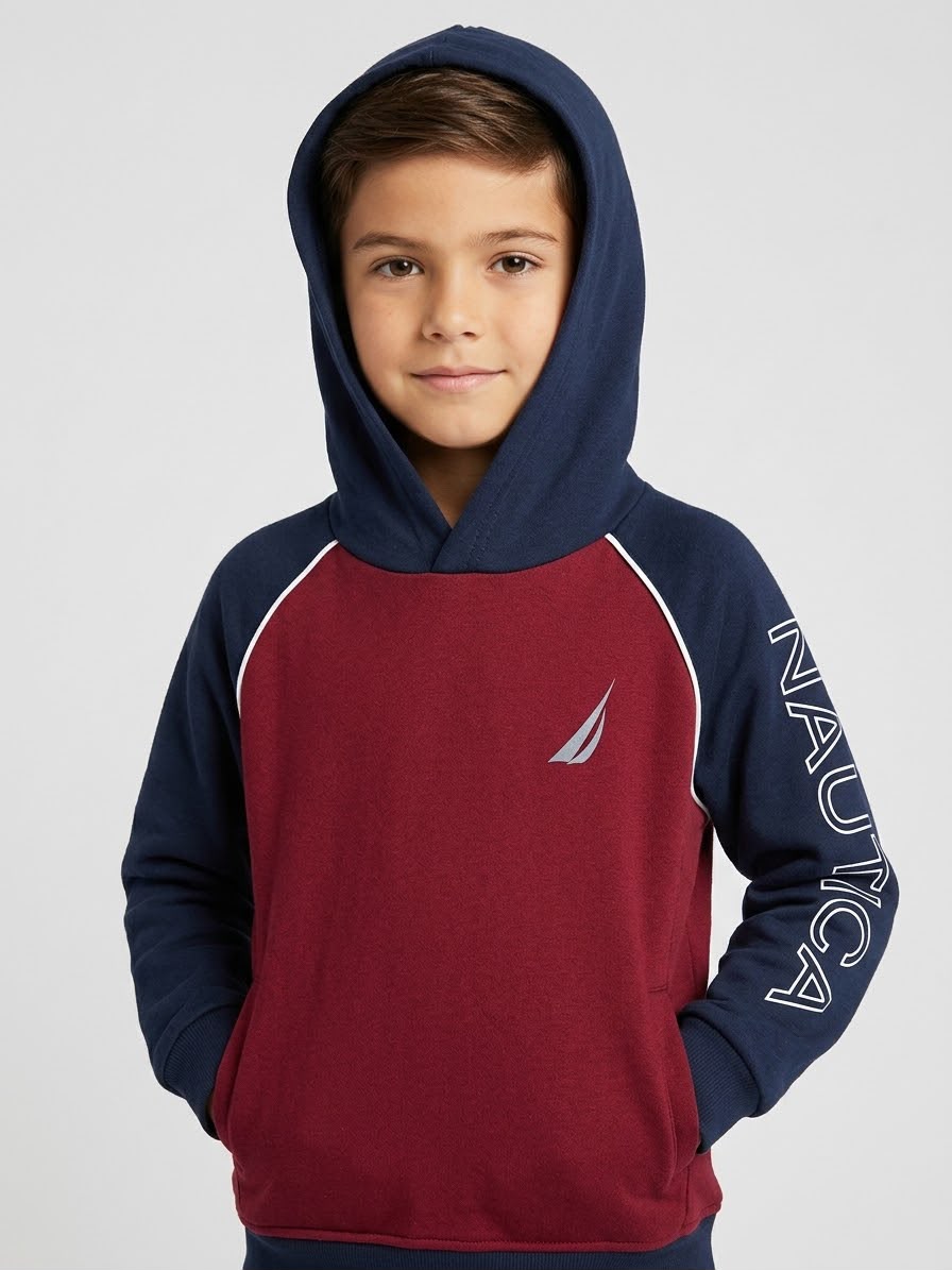 Nautica Kids Fleece Hood – Blue & Maroon