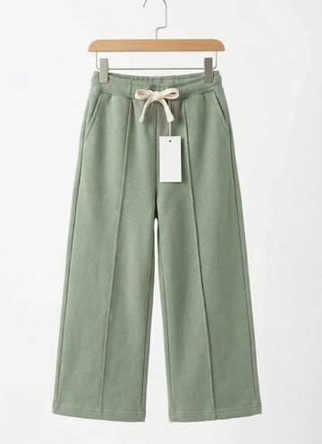 Girls Sage Green Wide Leg Trousers