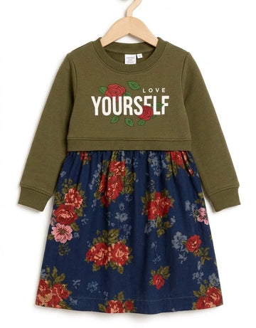 Lily Winter Green Floral Frock