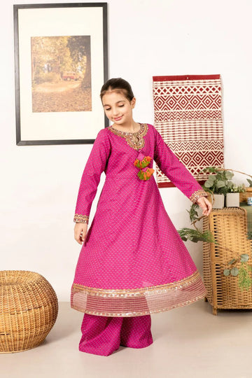 Girls Al Qaswa Long Dress with Palazzo & Dupatta