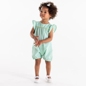 Obaidi Baby Turquoise Polka Dot Romper