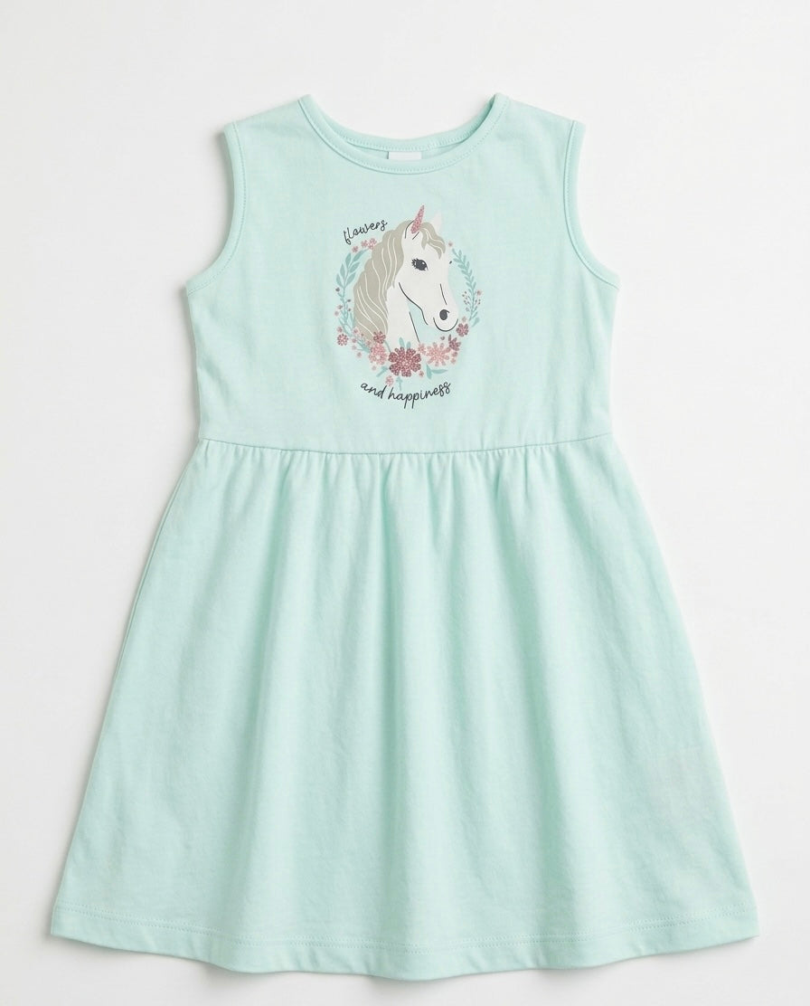 Infinity Kids Unicorn Frock – Sea Green