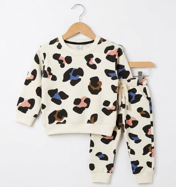 Multi-Coloured Leopard Print Fleece Suit for Babies