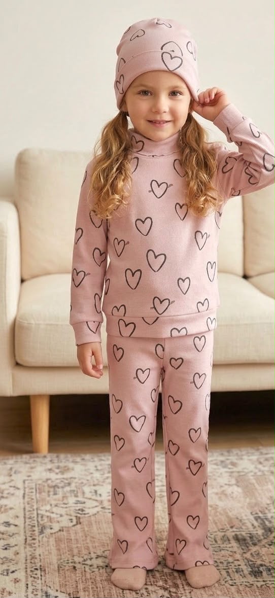 Minoti Girls 3-Piece Set – Pink Hearts