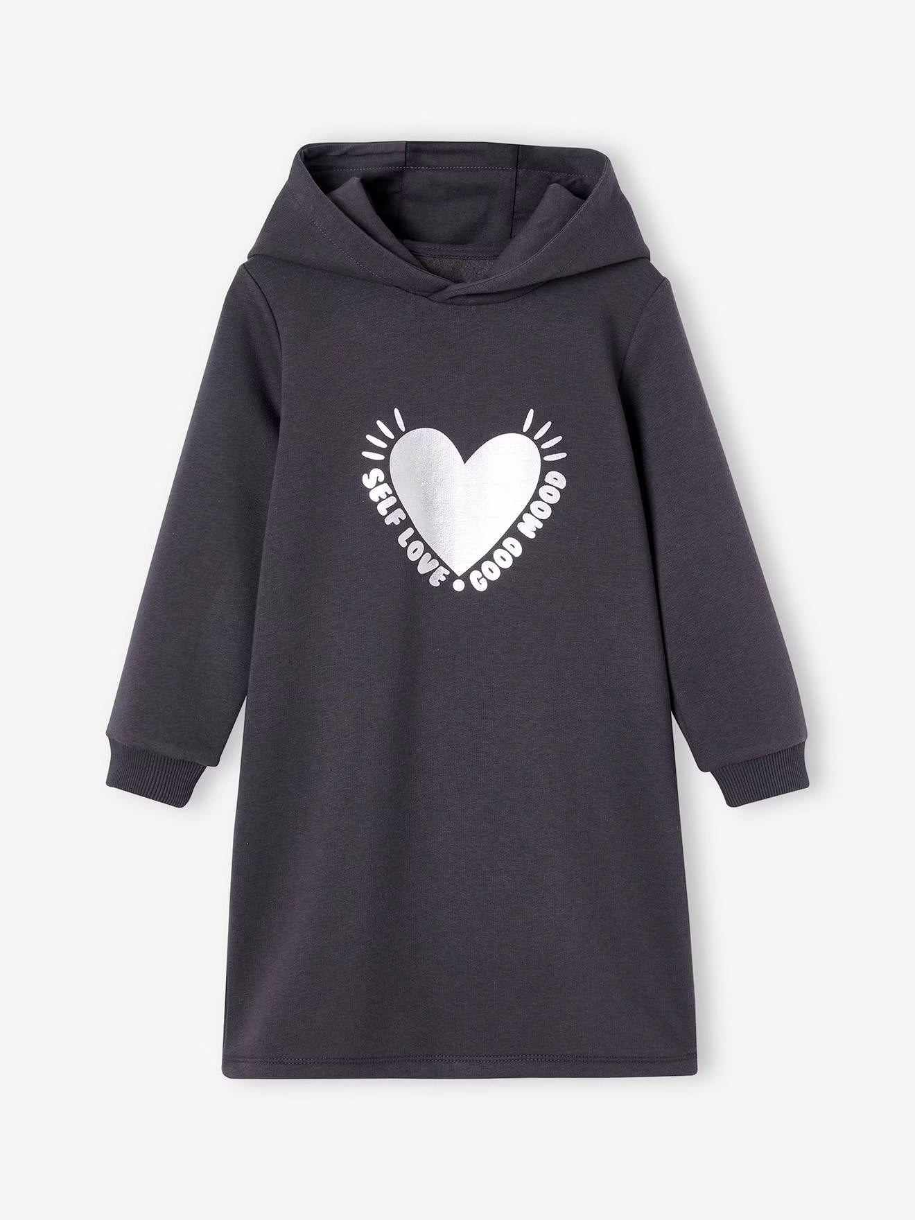 Charcoal Grey Heart Fleece Dress