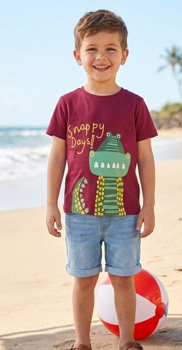 Mothercare 'Snappy Days' Maroon T-Shirt
