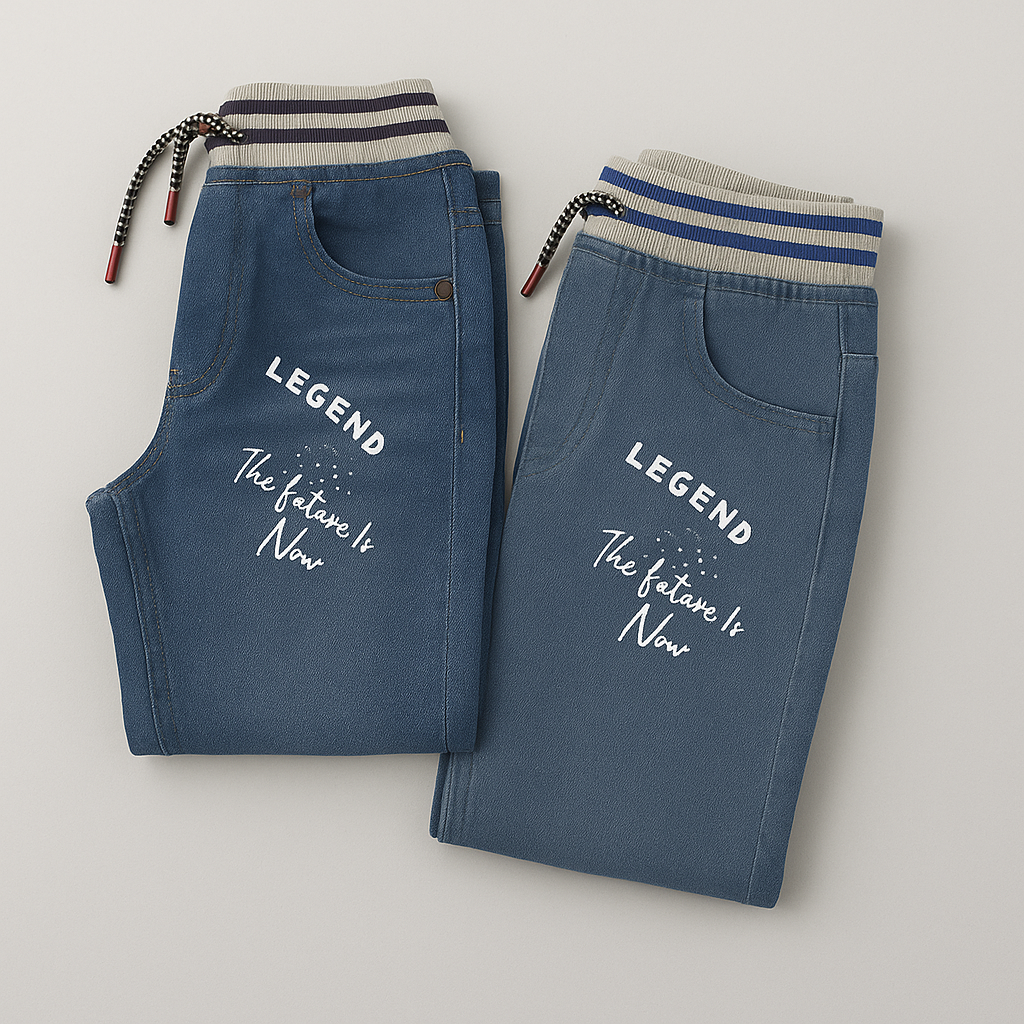 Red Tag Ribbed Waist Denim Pants