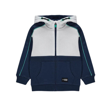 Navy Blue and White Zipper Hood by George