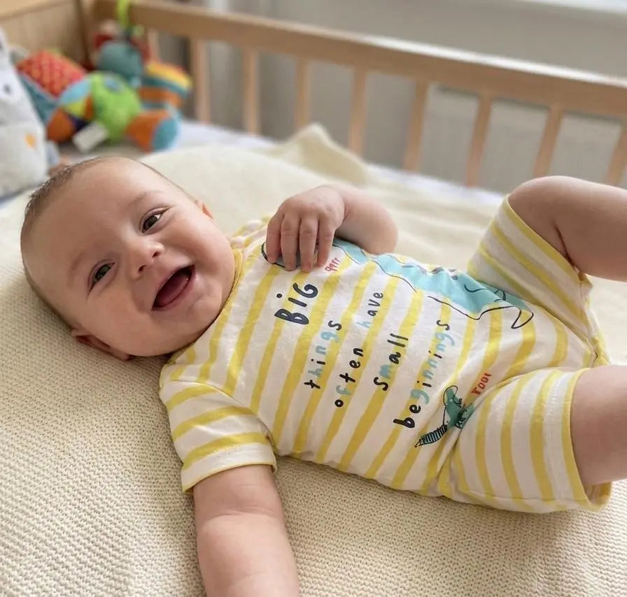 Yellow Stripe Dino Romper