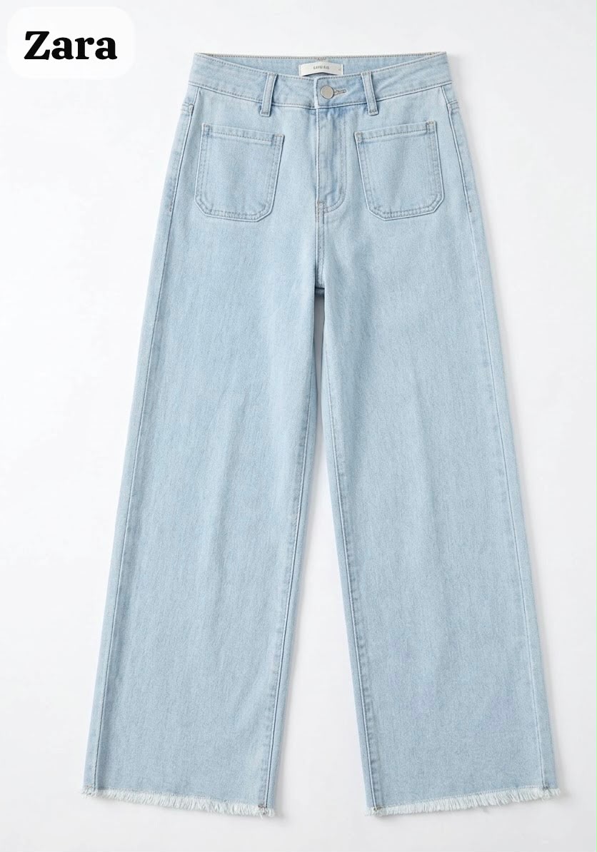 Zara Ice Blue Baggy Denim Pants