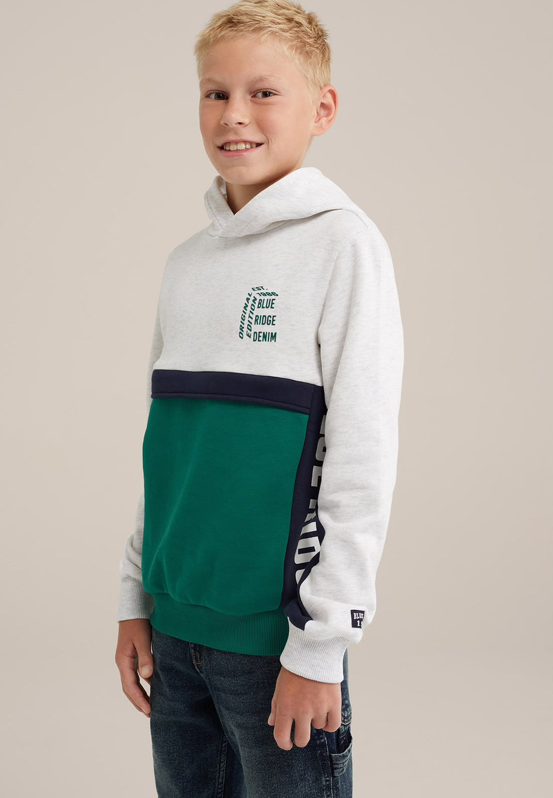 Green & Grey Zip Pocket Hooded Shirt – Fleece Hoodie with Rubber Print