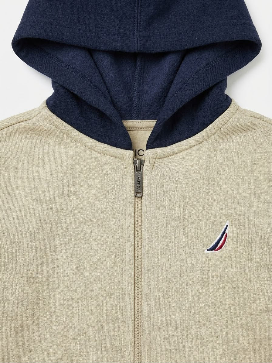 Nautica Beige Zip-Up Hoodie