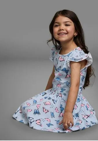 Kidsworld Blue & White Butterfly Frock