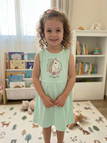 Infinity Kids Unicorn Frock – Sea Green