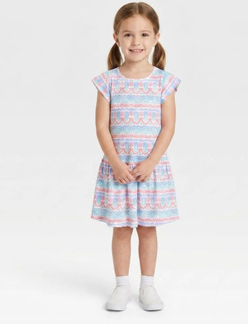 La Halle Pastel Blue Flutter Sleeve Dress