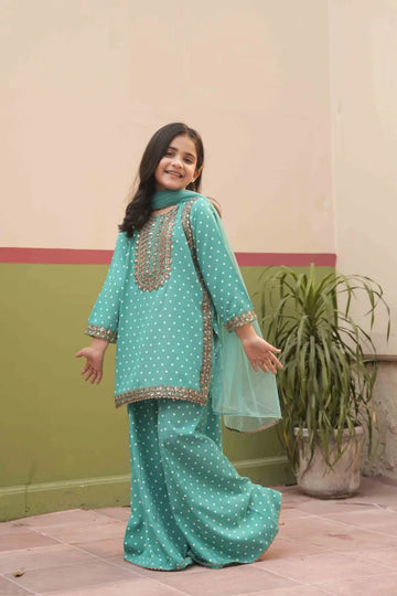 Girls Green Heart Al Qaswa 3-Piece Dress