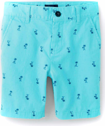 Bright Blue Palm Tree Cotton Shorts – Les Major