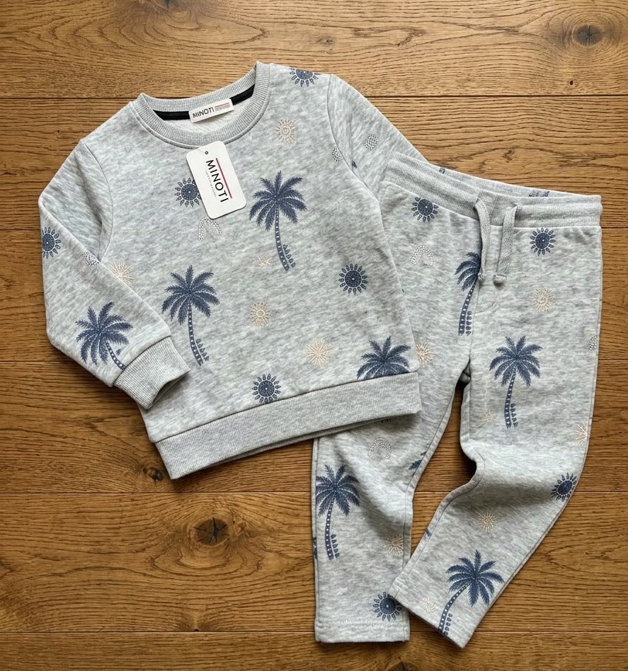 Grey Palm Tree Fleece Tracksuit for Kids