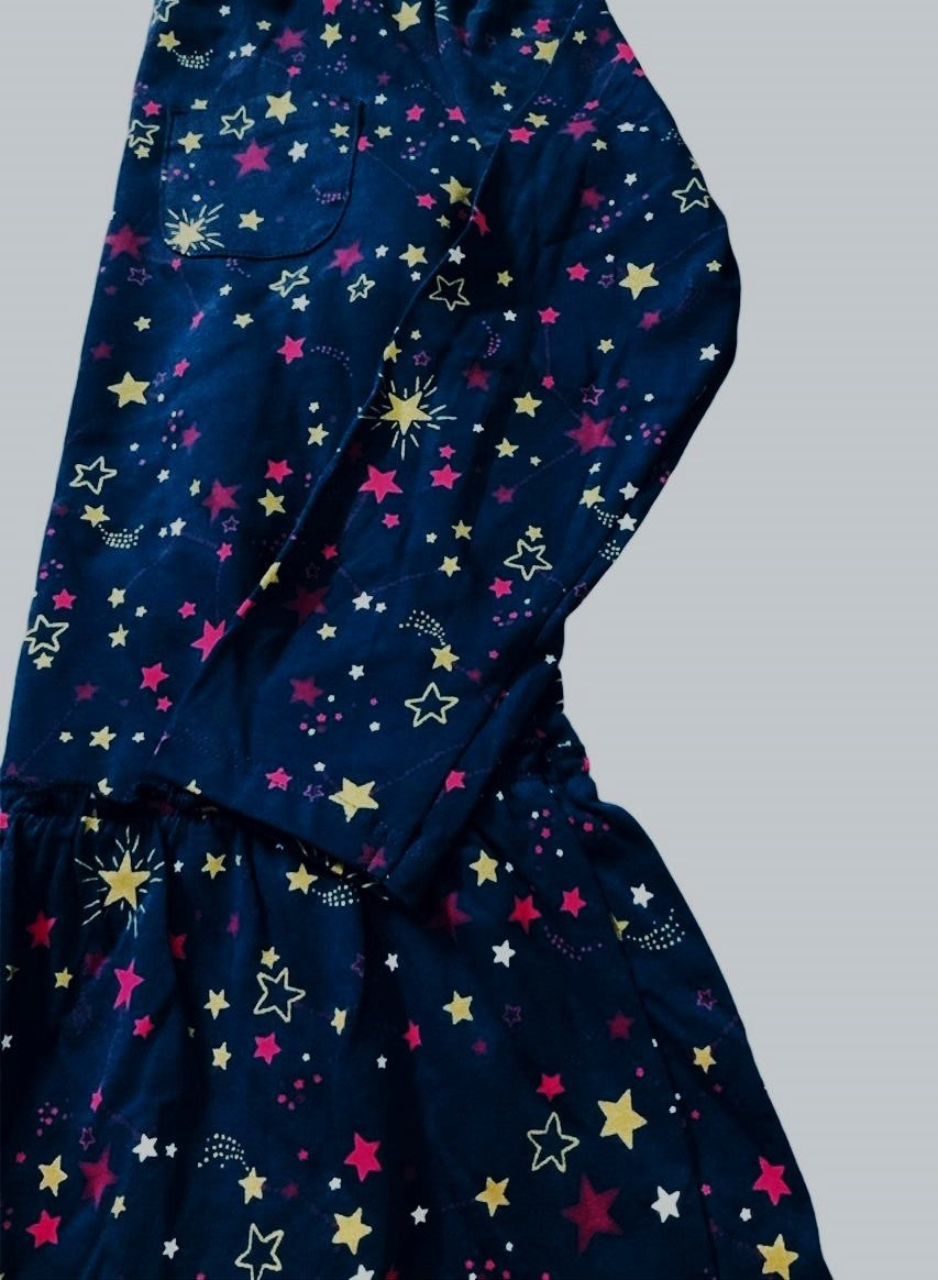 Navy Blue Frock Style Top with Gold Stars