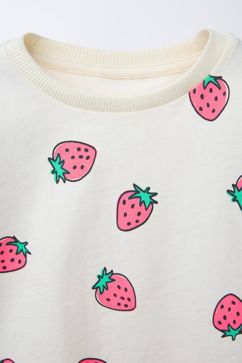 ZARA Strawberry Print Cotton Top (Cutlabel)