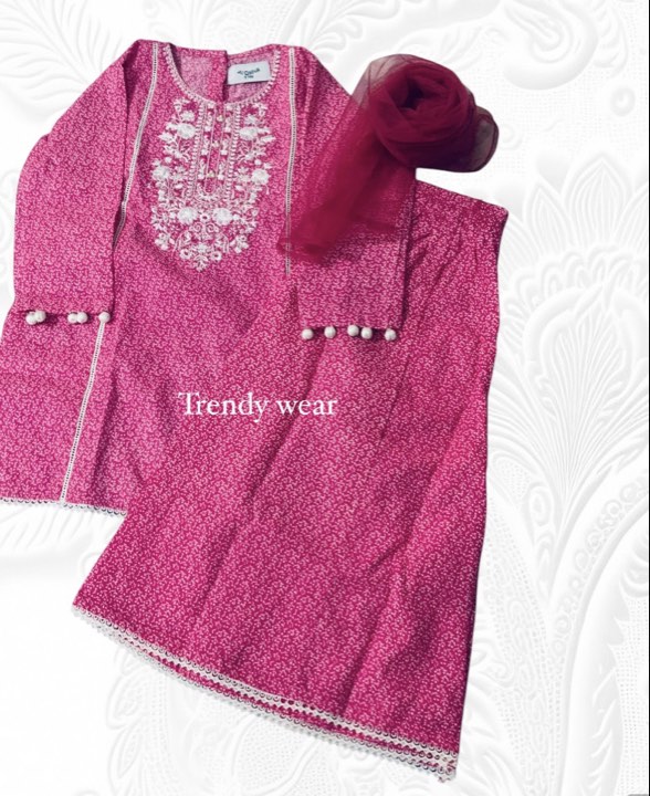 Al Qaswa pink plazzo dress (3pc)