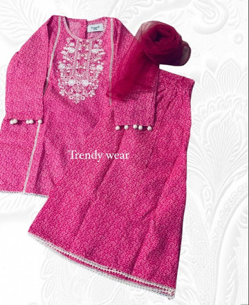 Al Qaswa pink plazzo dress (3pc)