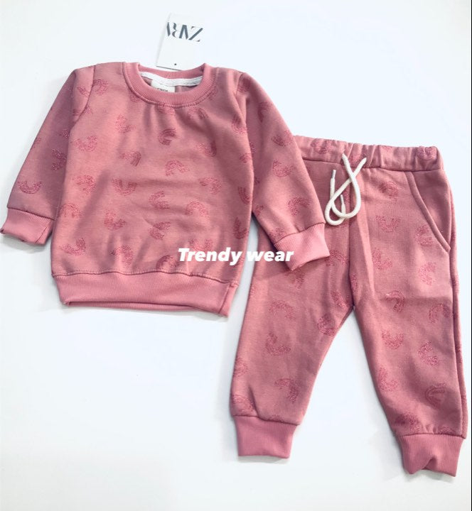 Rainbow Glitter Tracksuit - Pink