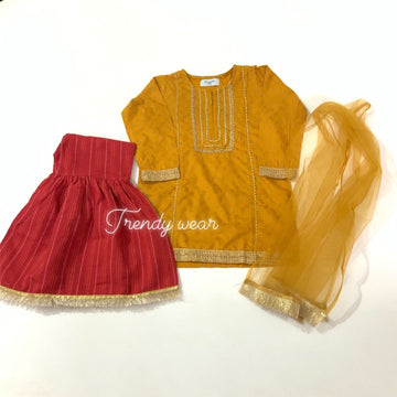 Al Qaswa Mustard Garara Dress (3-Piece Set)