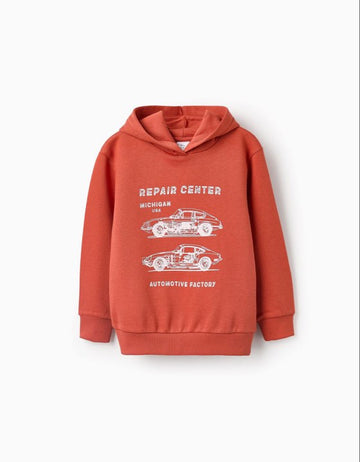 Orange Car Hooded Sweatshirt