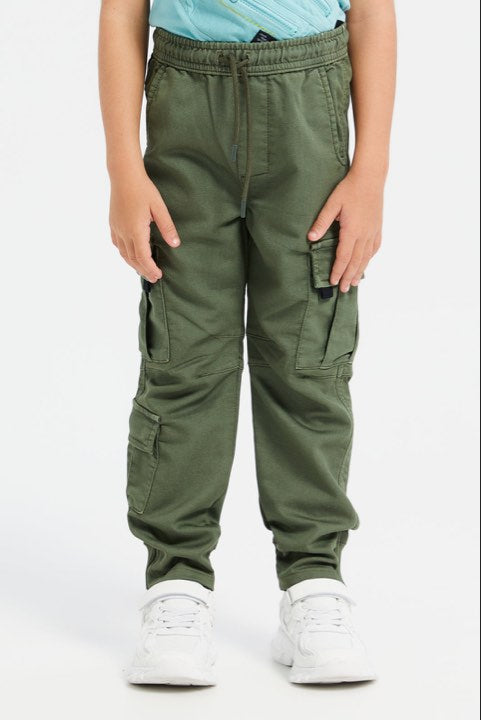 Olive Green Red Tag Cargo Joggers