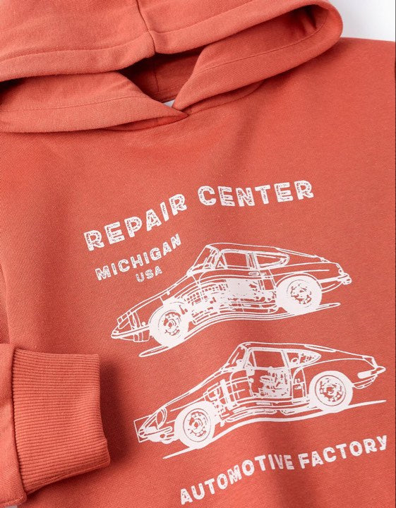 Orange Car Hooded Sweatshirt