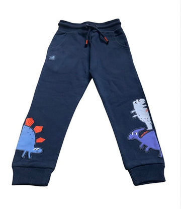 Blue Dino Embroidery Sweatpants for Kids