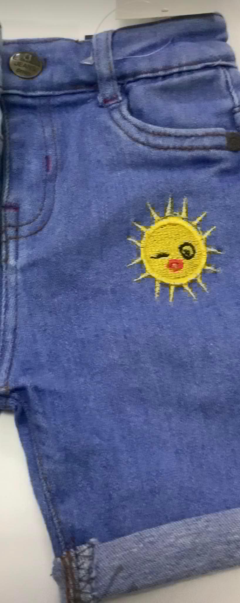 Ice Cream Embroidered Denim Shorts – Denim Blue