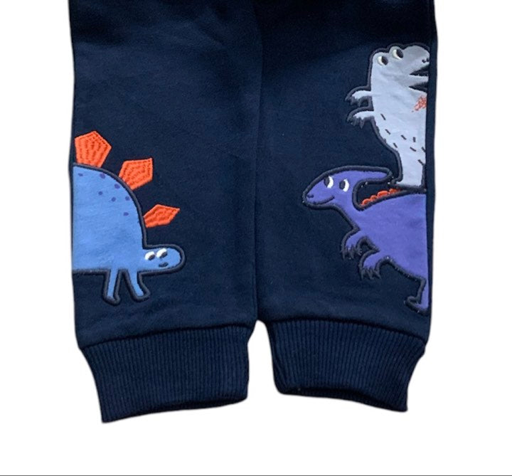 Blue Dino Embroidery Sweatpants for Kids