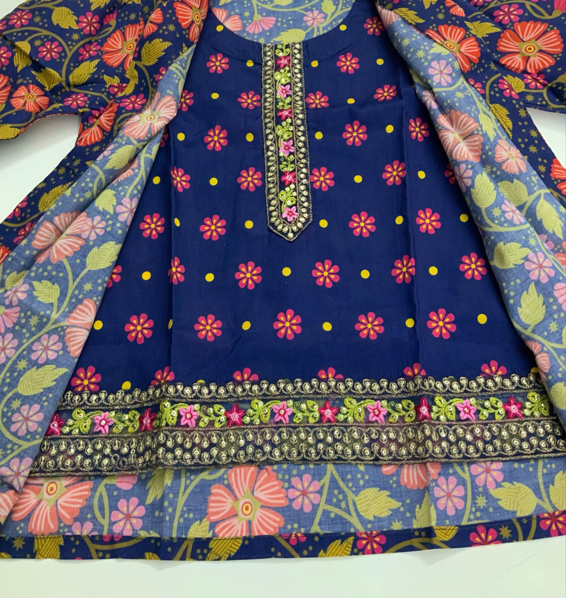Girls' 2-Piece Jacket Style Dress (Lawn Fabric)